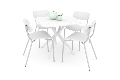 Обеденная группа SHT-DS129 белый / хром лак