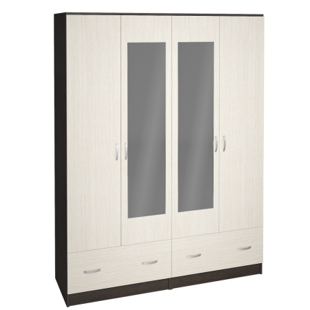 Шкаф Рига 4-х Створчатый с Зеркалом ШК-4 Разные Цвета/Ш-1600 х В-2120 х Г-520 мм